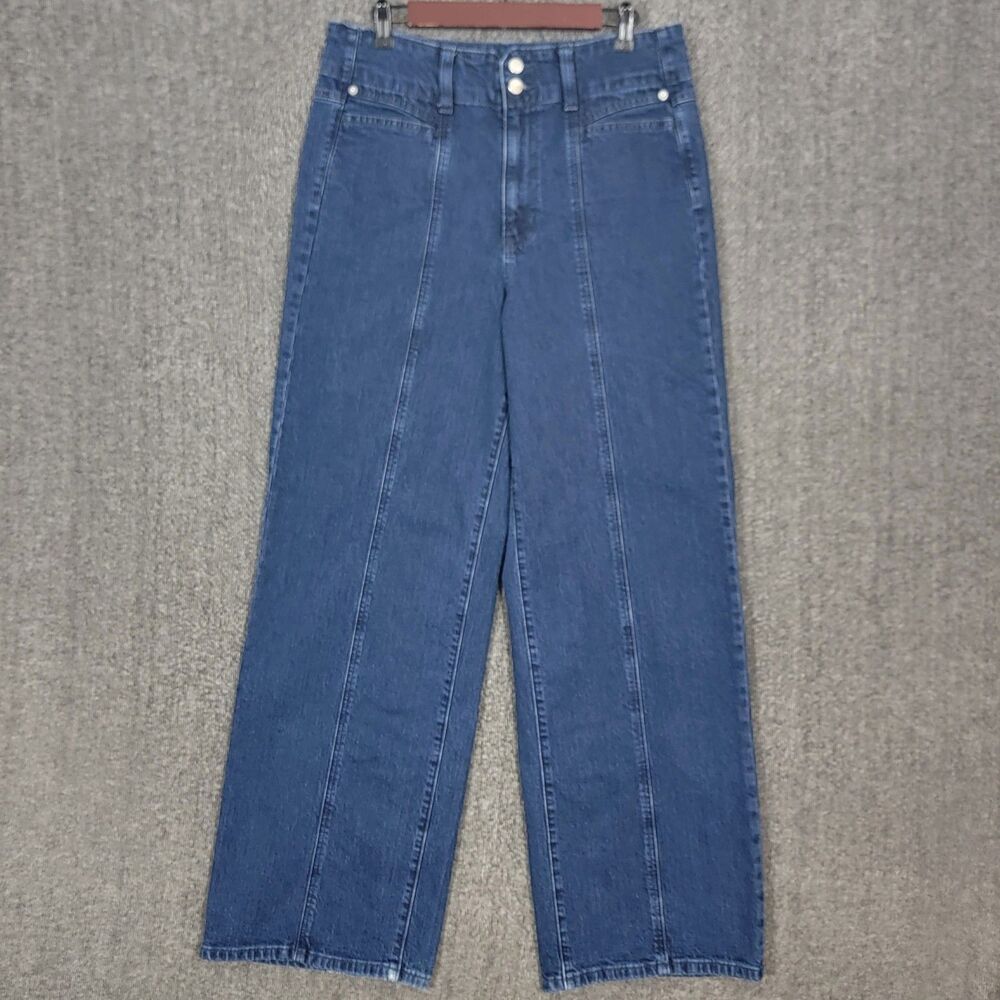 Universal Thread Jeans Womens 12R Blue High Rise Wide Leg Stretch Denim 32x31